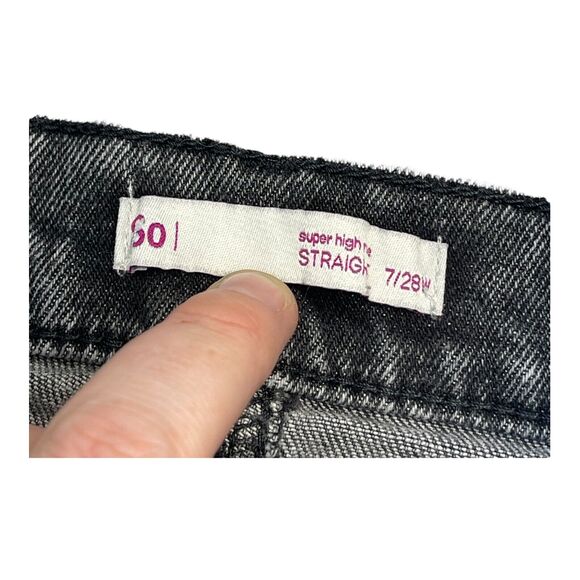 SO Super High Rise Straight Jeans Women's 7/28W Gray Denim Pockets Ankle Slits - Picture 4 of 6